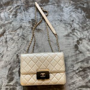 Chanel Silver cross flap bag